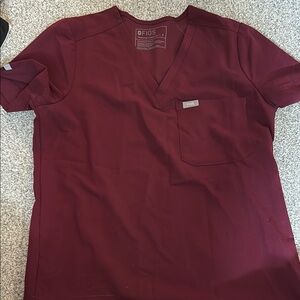 Figs Burgundy Scrub Top